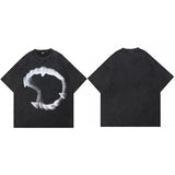 Breathable Oversized Washed Black Graphic T-Shirt