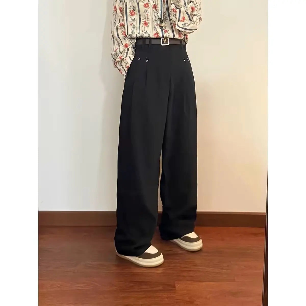Vielseitige amerikanische Retro-Hose mit lockerem, weitem Bein