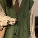 Ärmelloser Cardigan „Dark Academia“ mit tiefem V-Ausschnitt