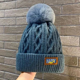 Winter Thick Fur Ball Knitted Beanie
