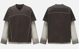 Grunge Two Layered Long Sleeve Sports T-Shirt