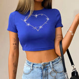 T-shirt orné de strass style années 2000