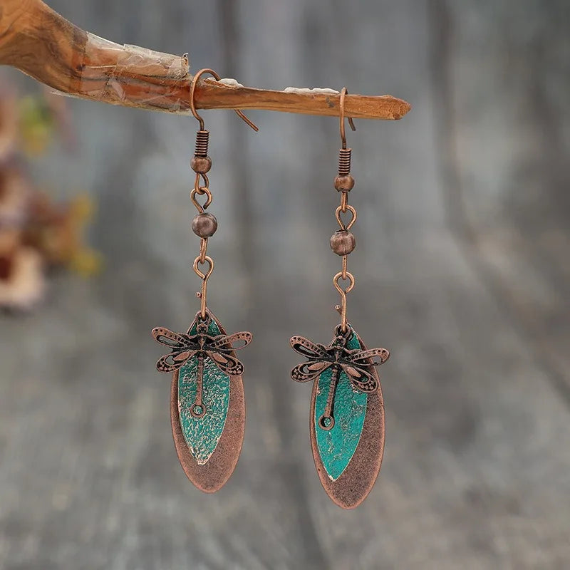 Boho Dragonfly Stone Dangle Earring