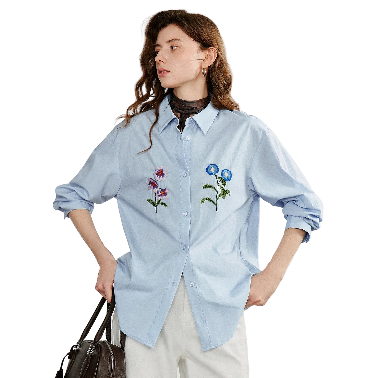 Floral Embroidered White Women’s Blouse