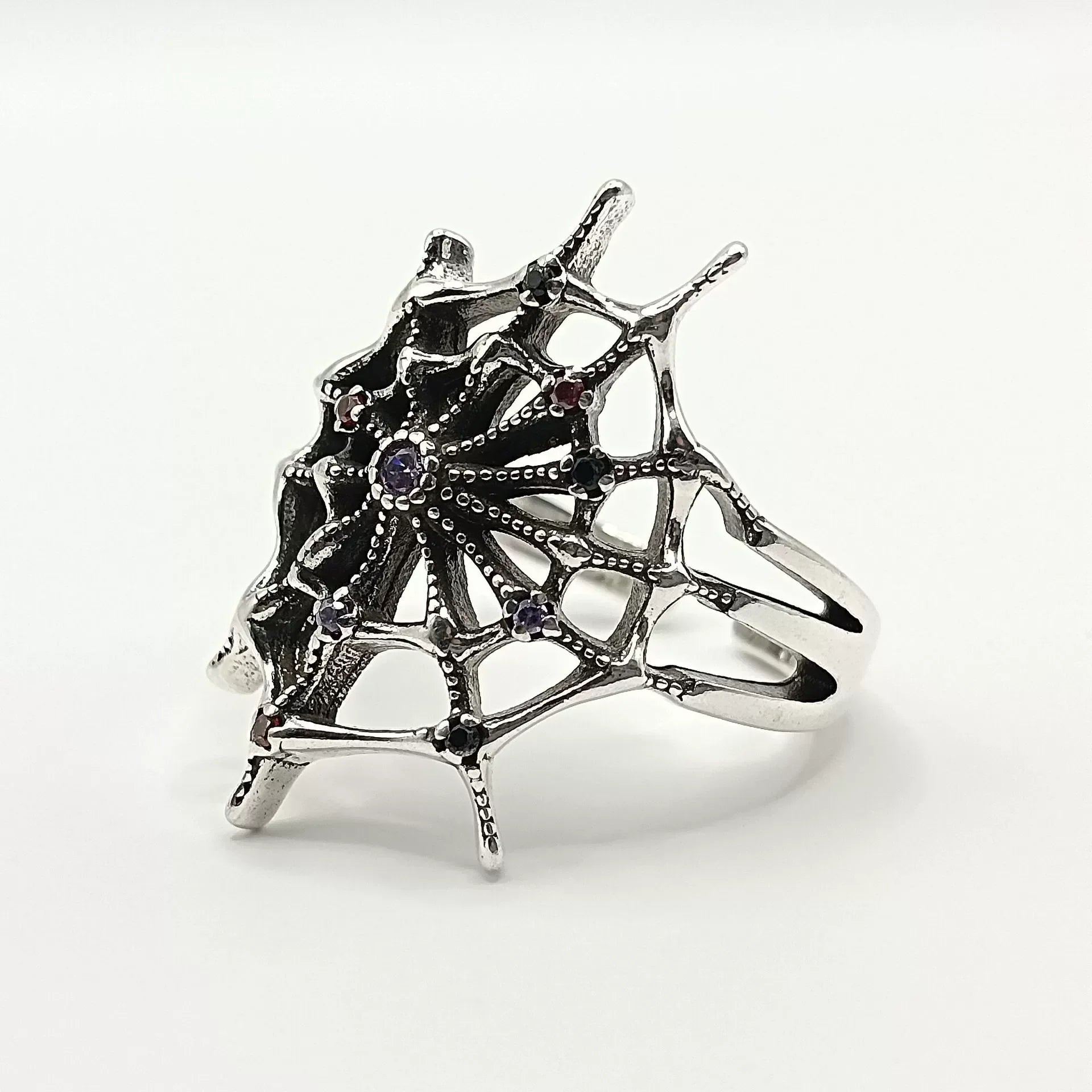 Adjustable Spider Web Geometric Ring