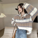 Vintage Loose Knitted Stripe Pullover Sweater