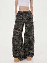 Pantalon cargo camouflage taille haute