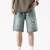 Streetwear Vintage Patchwork Distressed Denim Short