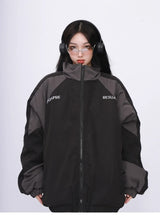 Veste coupe-vent patchwork streetwear oversize à l'énergie débordante