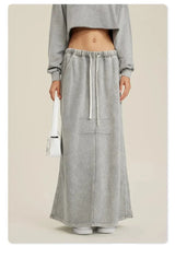 Women's Washed Loose Slit Long Skirt