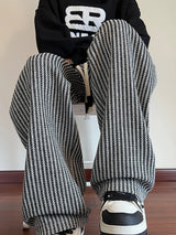 Autumn Striped Elastic Waist Pants