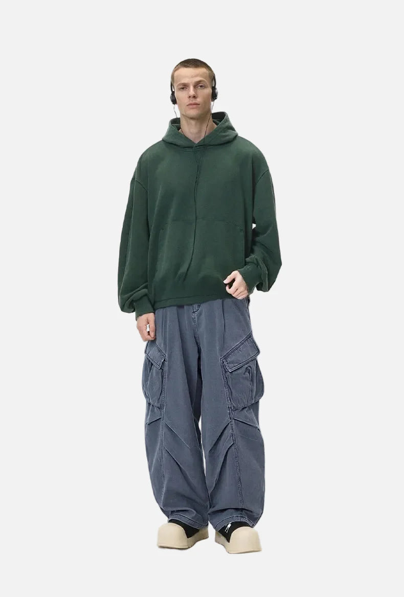 Streetwear Wrinkle Design Cargo Wide Leg Pants