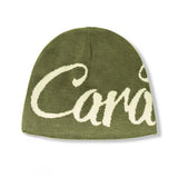 Black Wool Jacquard Letter Beanie Hat