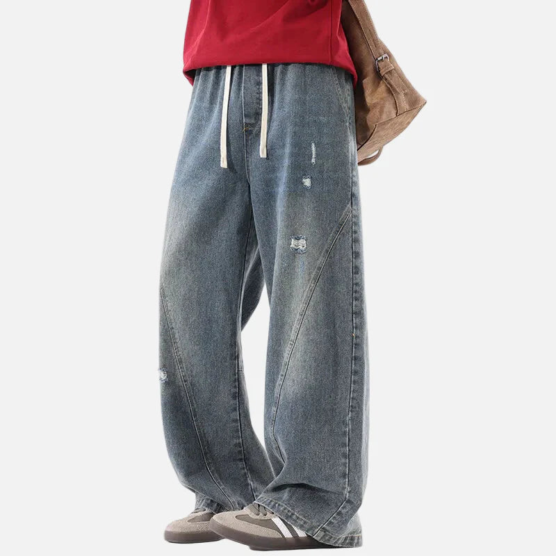 Durable Loose Wide Leg Washed Denim Jeans