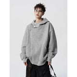 Irregular Design Double Zipper Hooded Sweatshirt