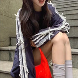 Neploe 캐주얼 레이스 패치워크 롱 티셔츠