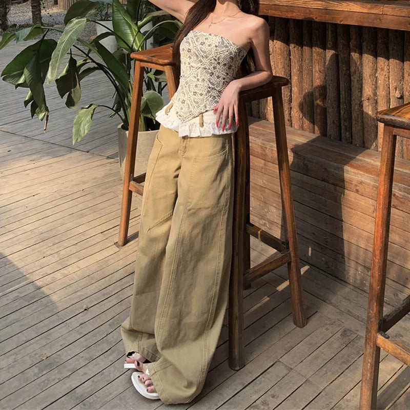 Comfortable Vintage Lace Ruffle Baggy Pants