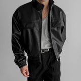 Veste de pilote de moto tendance en cuir PU