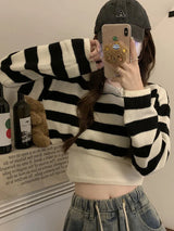 Vintage Cropped Striped Sweater