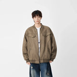 Distressed Pattern Casual Full Zip Jacket