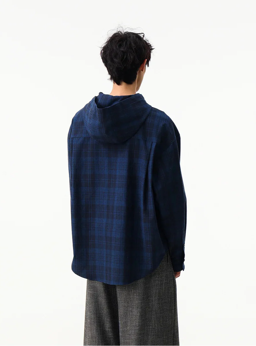 Chemise à capuche à carreaux oversize douce et confortable, style streetwear