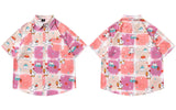 Y2K Dynamisches, hochwertiges Button-Up-Hemd mit Grafikprint