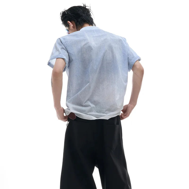 グラデーションウォッシュ加工 通気性半袖Tシャツ