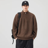 Cozy Black Turtleneck Half Zipper Sweater
