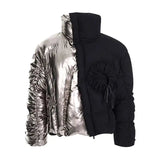 Veste matelassée plissée patchwork brillante de luxe