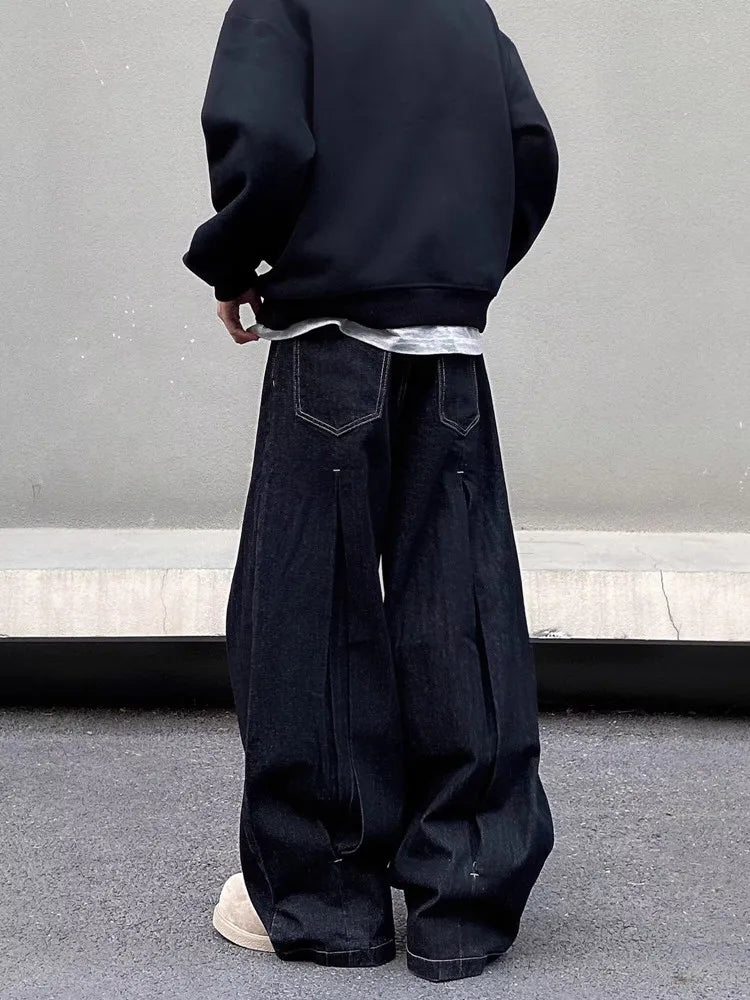 Wardrobe Staple Black Baggy Wide Leg Denim Jeans