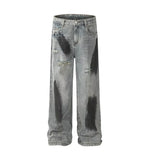 Vintage Streetwear Ripped Straight Wide Jeans
