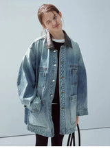 Retro Loose French Splicing Denim Jacket