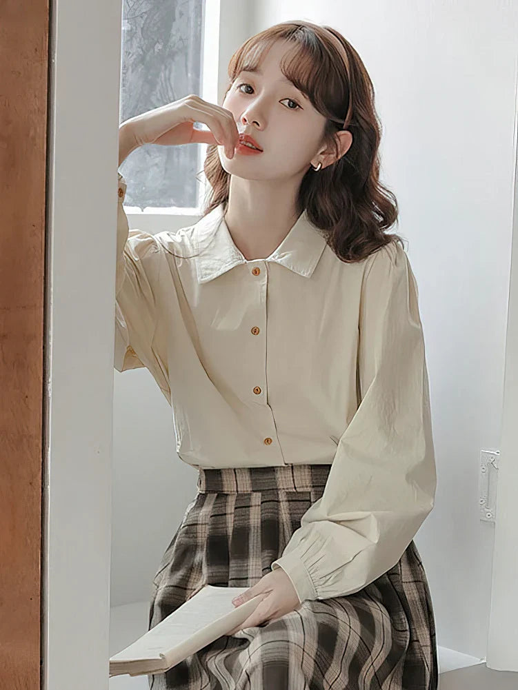 Elegante Vintage-Bluse mit Puffärmeln