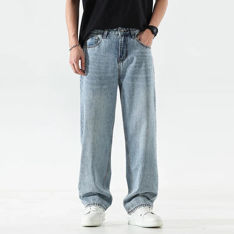 Wardrobe Staple Light Blue Loose Fit Wide Jeans