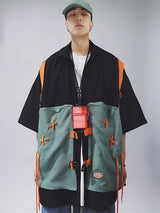 Vintage Patchwork Cargo Short Sleeve Shirt