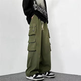 Vintage Cargo Pocket Drawstring Baggy Wide Pants