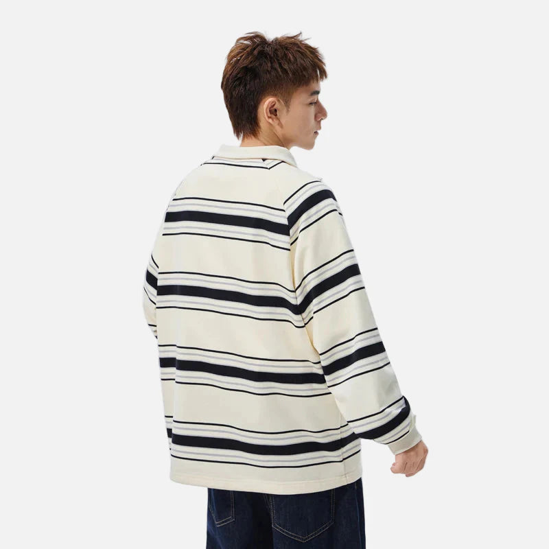 Y2K Retro Loose Stripes Half Zipper Sweatshirt