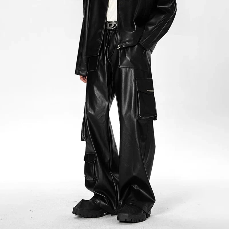Vintage Punk Leather Cargo Pants