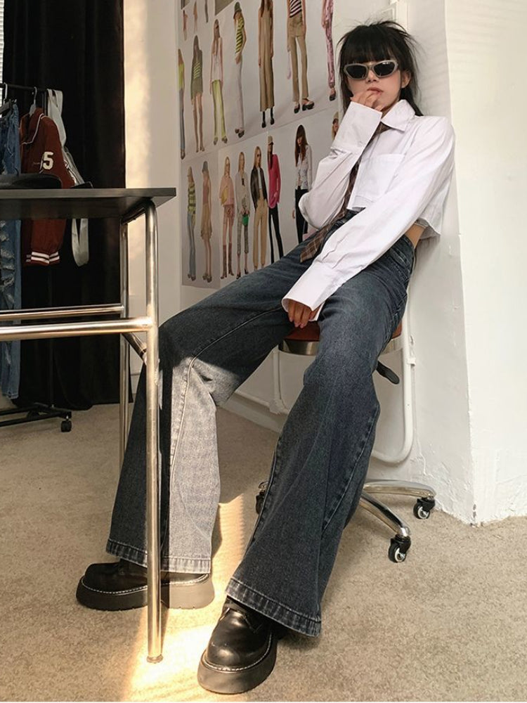 Used-Look Retro-Jeans mit lockerem Sitz
