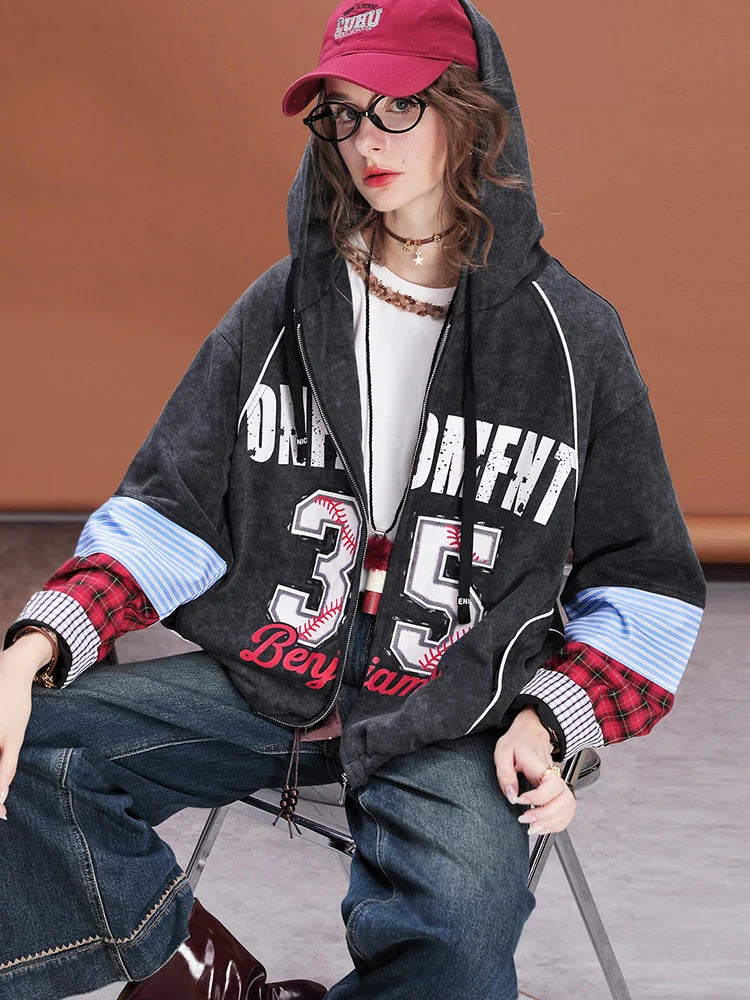 Y2K Cozy Patchwork Loose Fit Sweatshirt