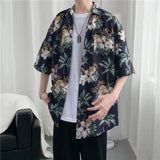 Chemise élégante à manches courtes boutonnée pour femme, style Floride