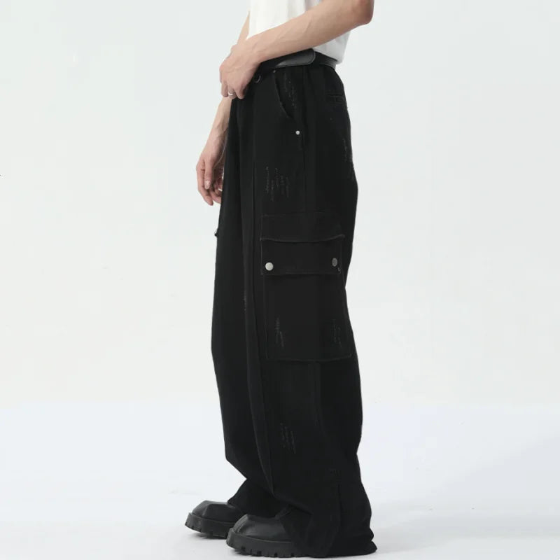 Vintage American Style Deconstructed Straight Baggy Pants