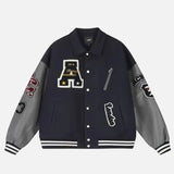 Effortless Embroidered Baseball Varsity Jacket