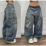 Y2K Gothic Washed Black Baggy Jeans