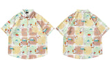 Y2K Dynamisches, hochwertiges Button-Up-Hemd mit Grafikprint