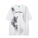 Vintage Kitten Grafik Kurzarm-T-Shirt