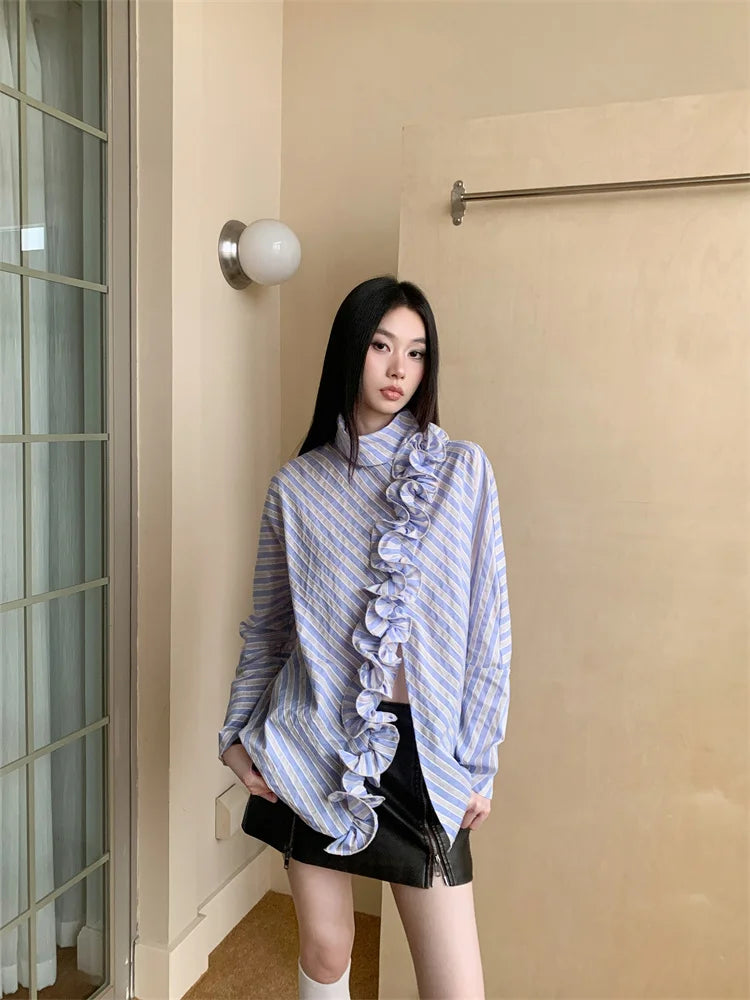 Chemise à rayures CHEERART Stringy Selvedge, collection automne 2024, chemise boutonnée à manches longues, haut tendance automne