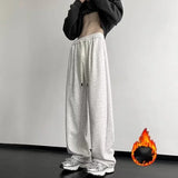 Lässige, einfarbige, weite Fleece-Sweatpants