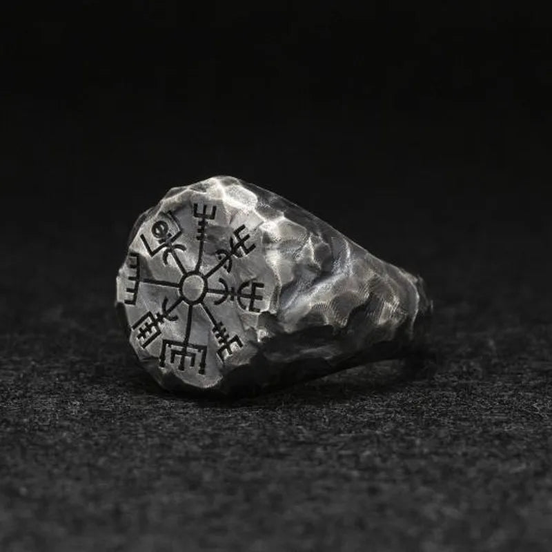 Handmade Antique Viking Vegvisir Rune Ring