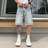 American Style Retro Tide Jacquard Denim Short